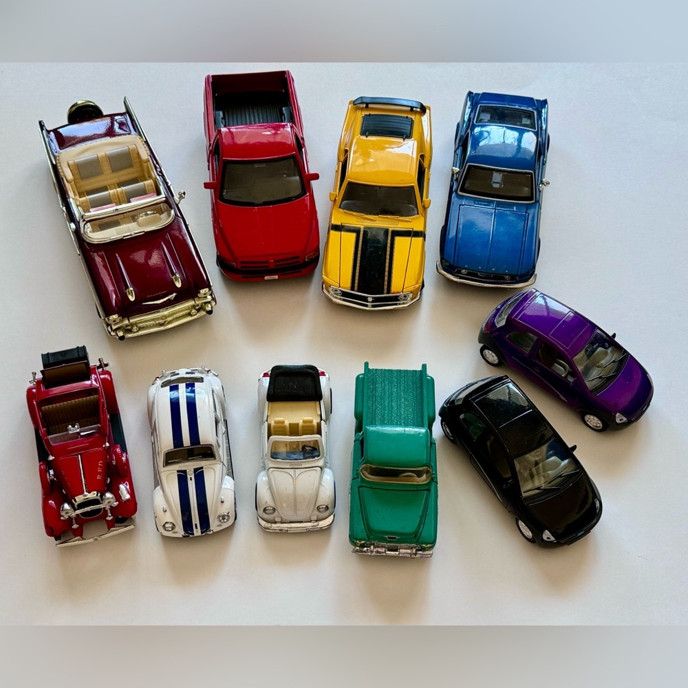 Assorted Vintage Cars 10 Mixed Models Mustang Chevrolet Volkswagen Ford etc